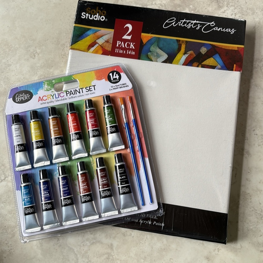 Bundle - Acrylic Paint Set + Canvas